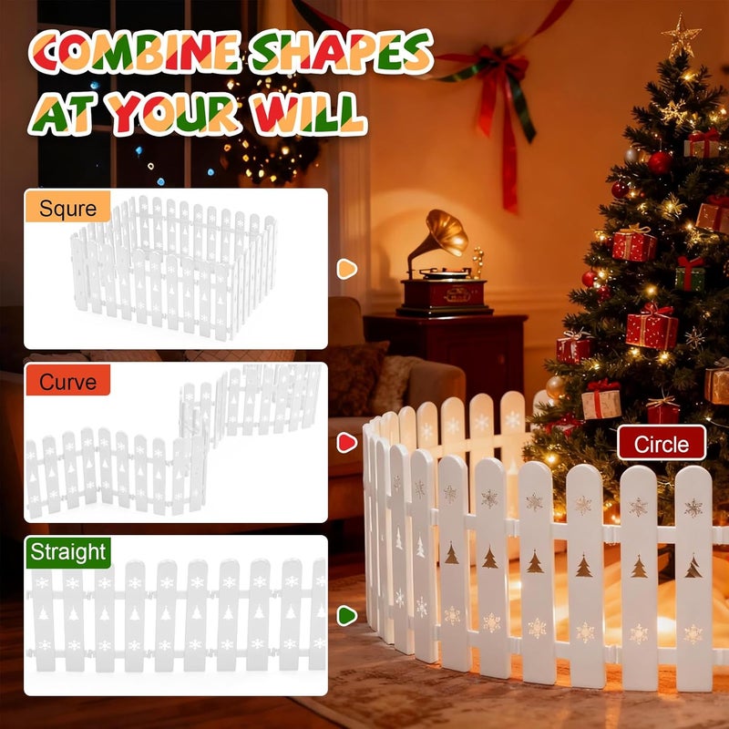 REILEIHODE Christmas Tree Fence 24 Pieces Thick Christmas Tree Blocker for Pets Dogs Cats White Plastic Tree Protectors Barrier for Wedding Party Decor Garden Home, 11 Inches - Image 4